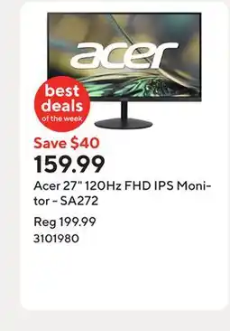 Staples Acer 27 120Hz FHD IPS Monitor - SA272 offer