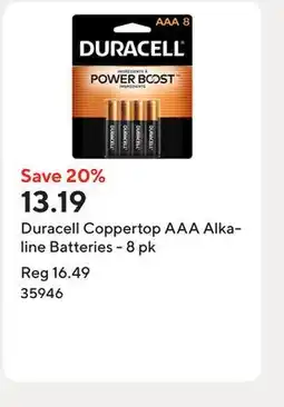 Staples Duracell Coppertop AAA Alkaline Batteries - 8 pk offer