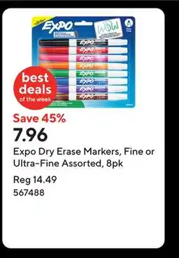 Staples Expo Dry Erase Markers, Fine or Ultra-Fine Assorted, 8pk offer