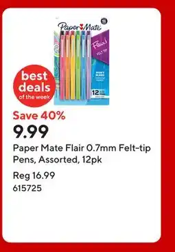 Staples Paper Mate Flair 0.7mm Felt-tip Pens, Assorted, 12pk offer