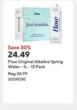 Staples Flow Original Alkaline Spring Water - 1L - 12 Pack offer