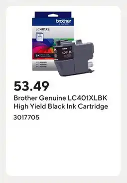 Staples Brother Genuine LC401XLBK High Yield Black Ink Cartridge offer