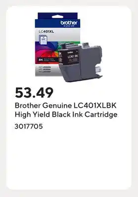Staples Brother Genuine LC401XLBK High Yield Black Ink Cartridge offer
