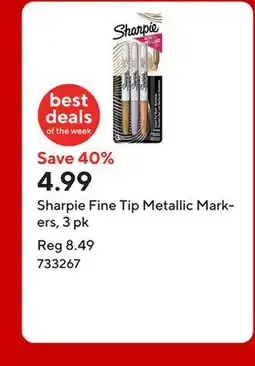 Staples Sharpie Fine Tip Metallic Markers, 3 pk offer