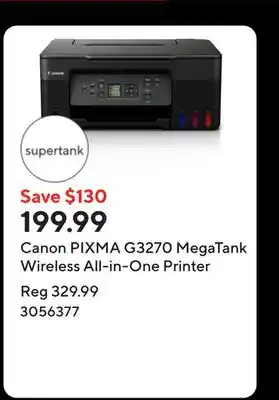 Staples Canon PIXMA G3270 MegaTank Wireless All-in-One Printer offer