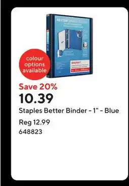 Staples Staples Better Binder - 1 - Blue offer