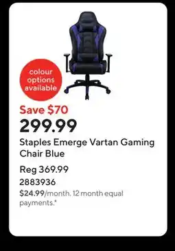 Staples Staples Emerge Vartan Gaming Chair Blue offer