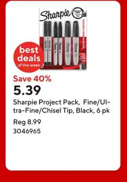 Staples Sharpie Project Pack, Fine/Ultra-Fine/Chisel Tip, Black, 6 pk offer
