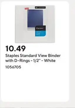 Staples Staples Standard View Binder with D-Rings - 1/2 - White offer