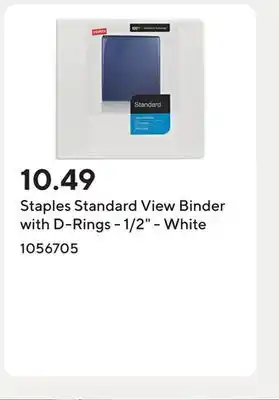 Staples Staples Standard View Binder with D-Rings - 1/2 - White offer