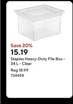 Staples Staples Heavy-Duty File Box - 34 L - Clear offer