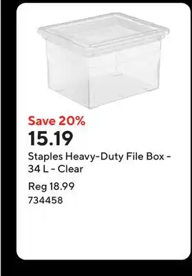 Staples Staples Heavy-Duty File Box - 34 L - Clear offer
