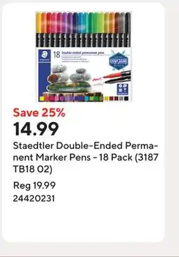 Staples Staedtler Double-Ended Permanent Marker Pens - 18 Pack (3187 TB18 02) offer