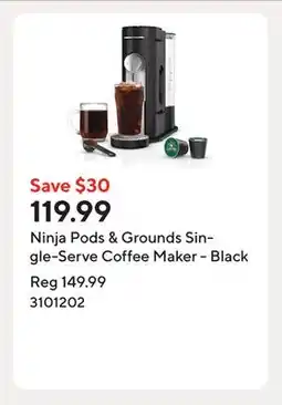 Staples Ninja Pods & Grounds Single-Serve Coffee Maker - Black offer