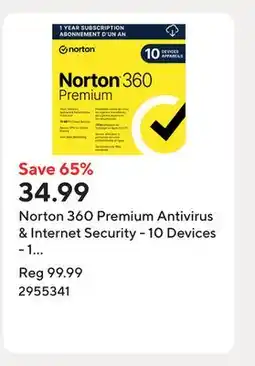 Staples Norton 360 Premium Antivirus & Internet Security - 10 Devices - 1 Year Subscription offer