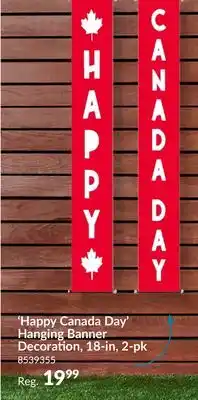 Party City Happy Canada Day Hanging Wall & Door Banner Decoration, Red, 18-in, 2-pk, for Canada offer