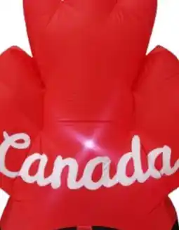 Party City Canada Maple Leaf LED Light-Up Airblown Inflatable, Red, 5-ft, Self Inflating Decoration for offer