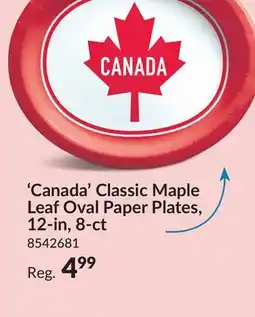 Party City 'Canada' Classic Maple Leaf Oval Paper Plates, 12-in, 8-ct offer