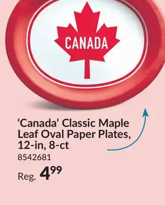 Party City 'Canada' Classic Maple Leaf Oval Paper Plates, 12-in, 8-ct offer