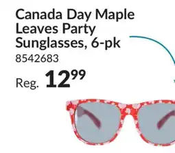 Party City Canada Day Maple Leaves Party Sunglasses, 6-pk offer