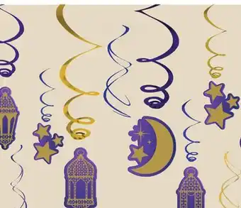 Party City Swirl Hanging Decorations, Purple/Gold, 10-in, 12-pk, for Eid Mubarak/Ramadan offer