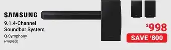 Visions Electronics SAMSUNG Q-Symphony 9.1. 4-Channel Soundbar System offer