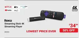 Visions Electronics Roku Streaming Stick 4K Streaming Player offer