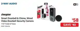 Visions Electronics Energizer Smart Doorbell & Chime, Wired Video Doorbell Security Camera offer