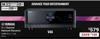 Visions Electronics Yamaha 5.1-Channel Network Receiver HDMI 4 in / 1 out offer