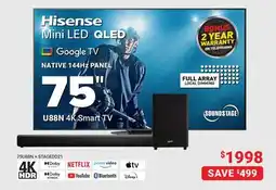 Visions Electronics Hisense U88N 4K Smart TV 75 offer
