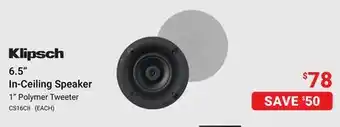 Visions Electronics Klipsch 6.5 In-Ceiling Speaker offer