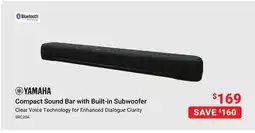 Visions Electronics YAMAHA Compact Sound Bar with Built-in Subwoofer offer