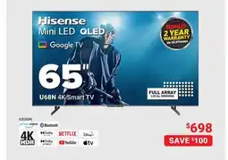 Visions Electronics U68N 4K Smart TV 65 offer