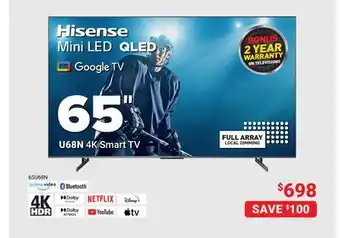 Visions Electronics U68N 4K Smart TV 65 offer