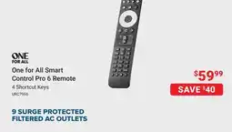 Visions Electronics One for All Smart Control Pro 6 Remote offer
