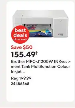 Staples Brother MFC-J1205W INKvestment Tank Multifunction Colour Inkjet Printer offer