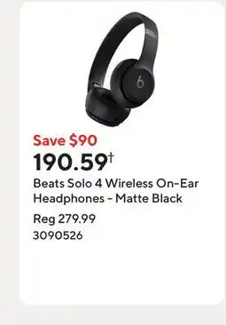 Staples Beats Solo 4 Wireless On-Ear Headphones - Matte Black offer