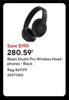 Staples Beats Studio Pro Wireless Headphones - Black offer