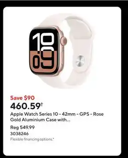 Staples Apple Watch Series 10 - 42mm - GPS - Rose Gold Aluminium Case with Light Blush Sport Band offer