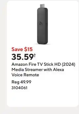 Staples Amazon Fire TV Stick HD (2024) Media Streamer with Alexa Voice Remote offer
