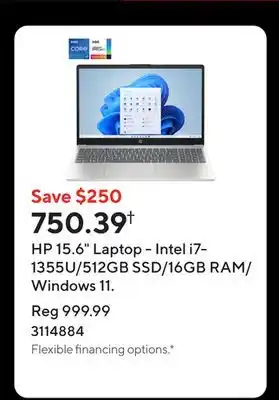 Staples HP 15.6 Laptop - Intel i7-1355U/512GB SSD/16GB RAM/Windows 11 offer