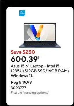 Staples Asus 15.6 Laptop - Intel i5-1235U/512GB SSD/16GB RAM/Windows 11 offer