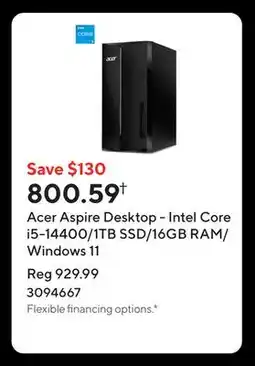 Staples Acer Aspire Desktop - Intel Core i5-14400/1TB SSD/16GB RAM/Windows 11 offer