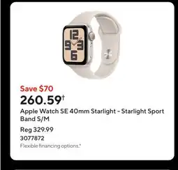 Staples Apple Watch SE 40mm Starlight - Starlight Sport Band S/M offer