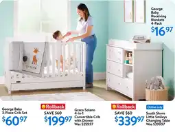 Walmart George Baby 3-Piece Crib Set offer