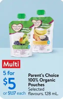 Walmart Parent's choice 100% organic pouches offer
