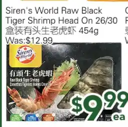 Ample Food Market Siren's World Raw Black Tiger Shrimp Head On 26/30 offer