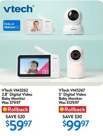 Walmart VTech VM5267 5" Digital Video Baby VTech VM5267 5" Digital Video Baby Monitor Was $129.97 offer