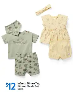 Walmart Infants' disney tee, bib and shorts set offer