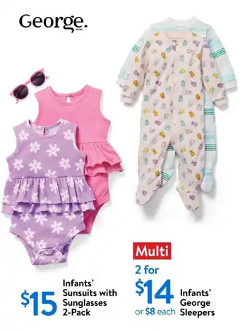 Walmart George. infants' sunsuits with sunglasses offer